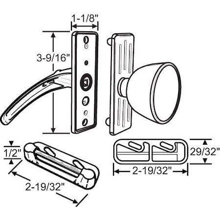 Strybuc TULIP KNOB LATCH BLACK WITH 17-51